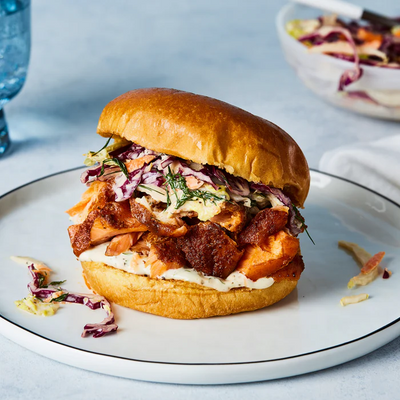 BBQ Hot Smoked Salmon Sandwich