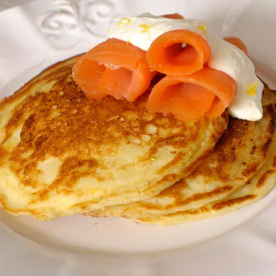 Lemon Ricotta Pancakes with Salty Lox