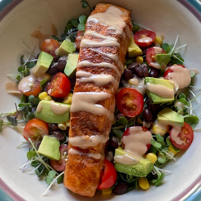 BBQ Ranch Smoked Salmon and Micro Mix Salad