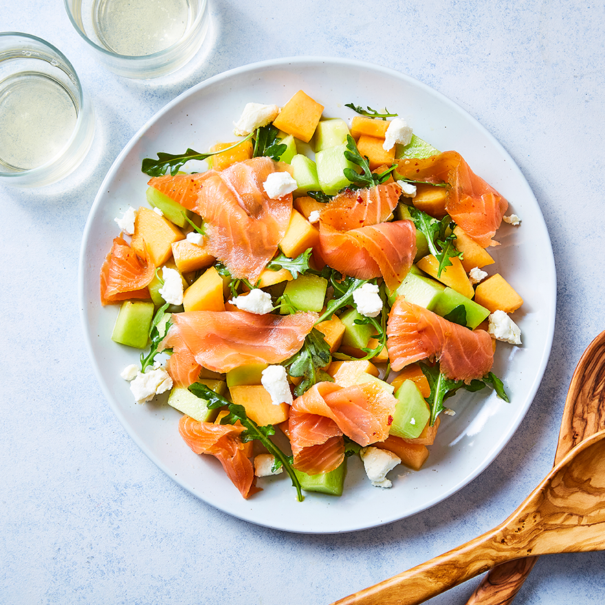Mike's Hot Honey Smoked Salmon and Melon Salad - Acme Smoked Fish