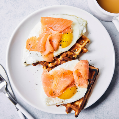 smoked salmon waffles