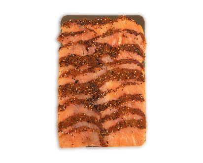 Pre-Sliced Togarashi Smoked Salmon (1 lb.) packaging