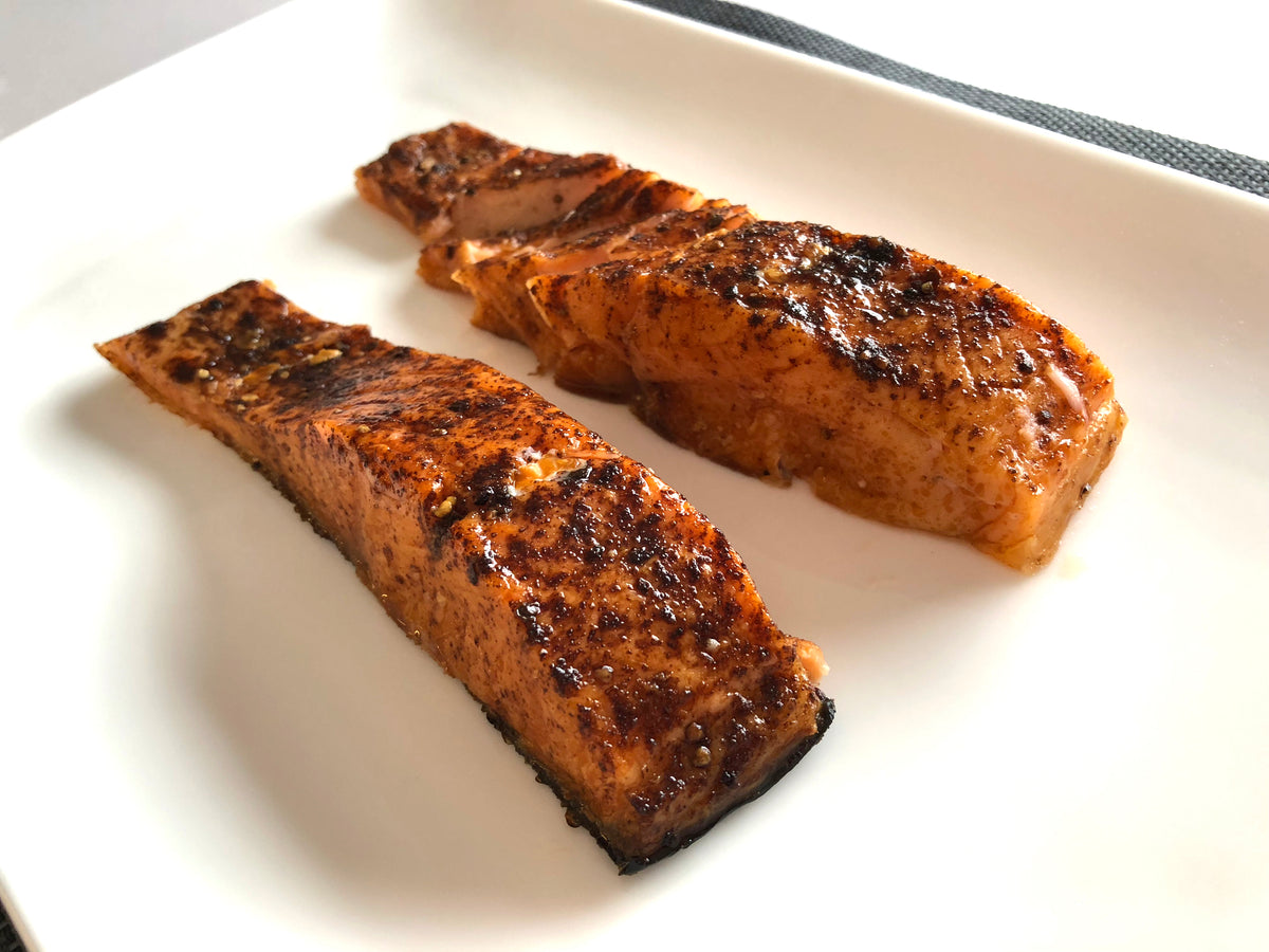 Premium Photo  Fish, trout, chum salmon, humpback, a piece baked, grilled,  with a slice of lemon and lettuce