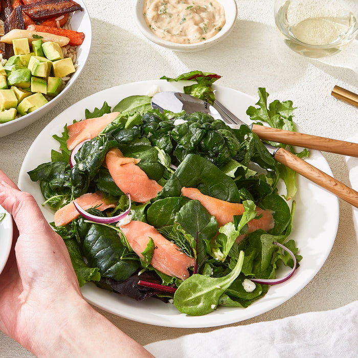 smoked salmon greens salad