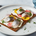 Blue Hill Bay pickled herring in wine sauce toast