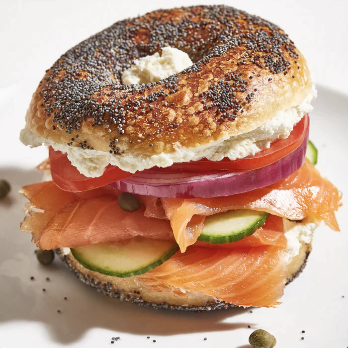 Blue Hill Bay wild coho smoked salmon bagel