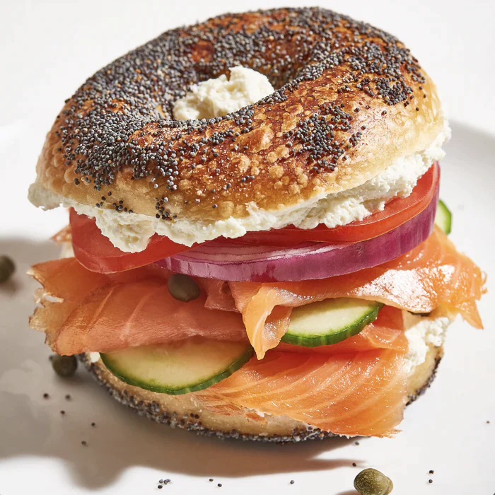 smoked salmon bagel sandwich