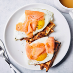 Scottish smoked salmon waffles