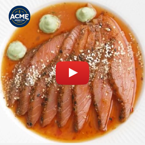 Togarashi Smoked Salmon Tiradito Featuring Acme Smoked Fish