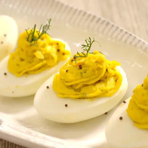 Deviled Eggs with Chopped Pickled Herring Acme Smoked Fish