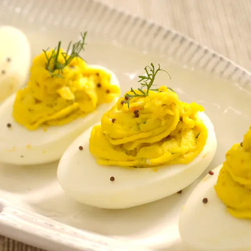 Deviled Eggs with Chopped Pickled Herring