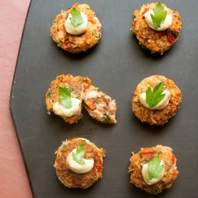 Hot Smoked Salmon Cakes with Old Bay Mayo