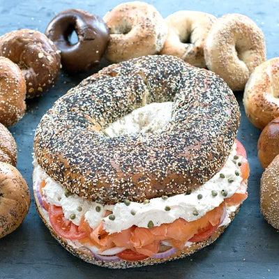 giant smoked salmon bagel