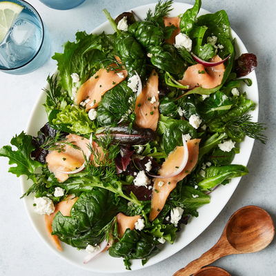 Mixed Greens Salad with Smoked Salmon and Goat Cheese