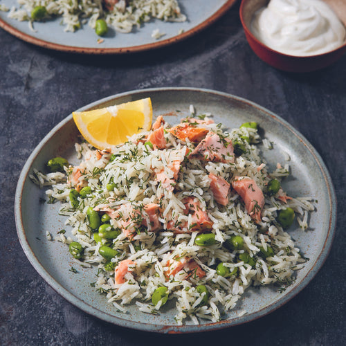 Dill Rice with Broad Beans and Smoked Fish