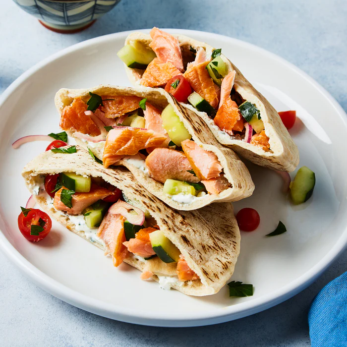 Lemon Garlic Smoked Salmon Pita - Acme Smoked Fish