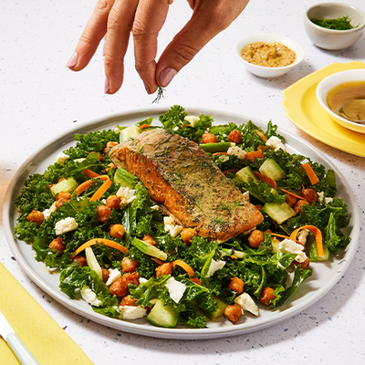 Smoked Salmon, Kale, and Chickpea Salad