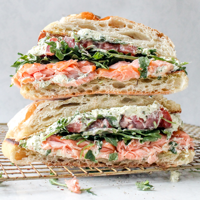 Smoked Salmon and Goat Cheese Sandwiches
