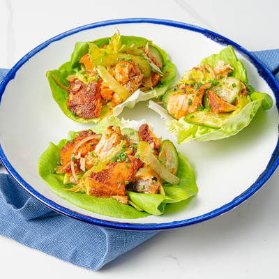 BBQ Smoked Salmon Lettuce Wraps