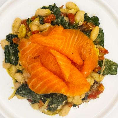 White Bean Salad with Smoked Steelhead