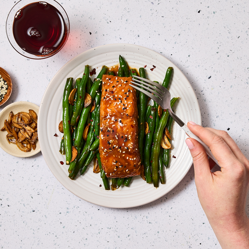 Teriyaki Smoked Salmon with Green Beans