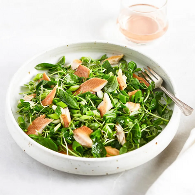 smoked trout, basil, and fennel salad