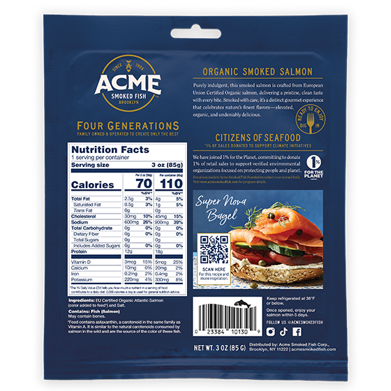 3 oz. Organic Smoked Salmon