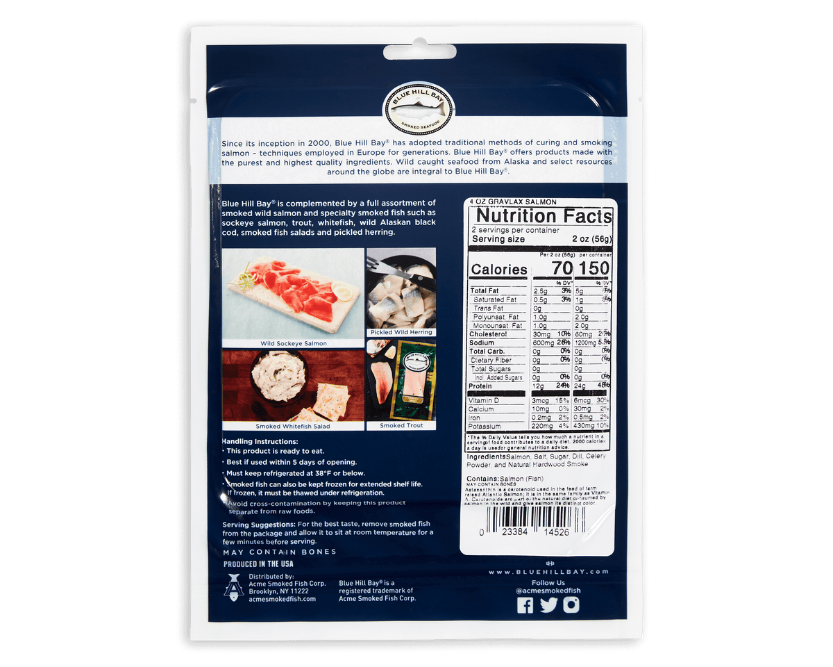 4 oz. Gravlax Smoked Salmon - Acme Smoked Fish