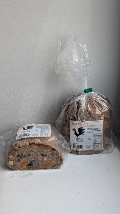 Black Rooster Baltic Fruits & Nuts Rye Bread (1.25 lb) - Kosher packaging