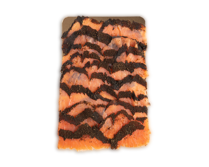 Pre-Sliced Pastrami Smoked Salmon (1 lb.) packaging