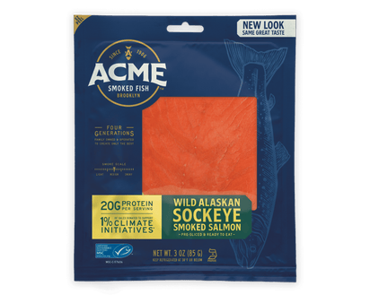 3 oz. Wild Alaskan Sockeye Smoked Salmon packaging