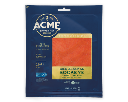 3 oz. Wild Alaskan Sockeye Smoked Salmon packaging