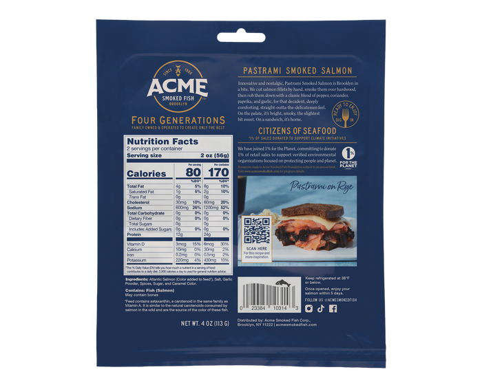 4 oz. Pastrami Smoked Salmon - Acme Smoked Fish