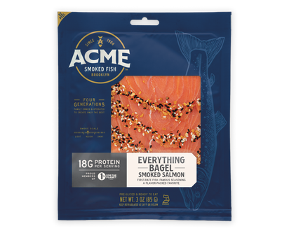 3 oz. Everything Bagel Smoked Salmon packaging