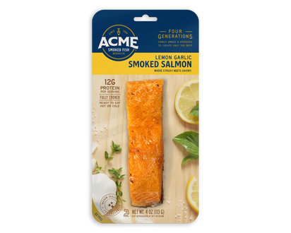 4 oz. Lemon Garlic Smoked Salmon packaging