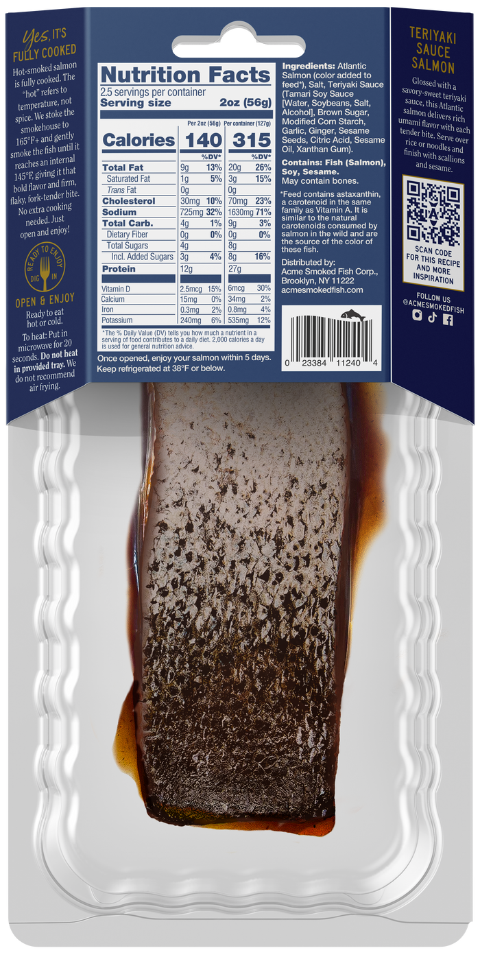 4.5 oz. Teriyaki Hot Smoked Salmon