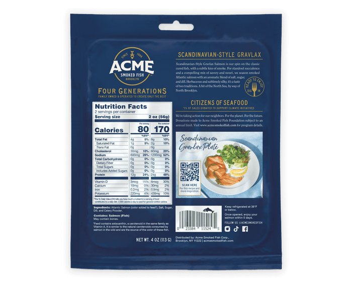 Acme 4 ounce gravlax smoked salmon