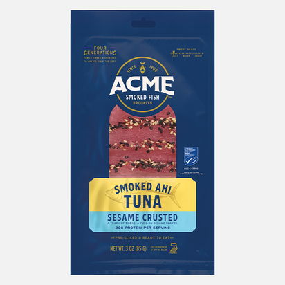 3 oz. Sesame Crusted Smoked Ahi Tuna packaging