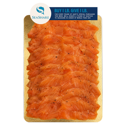 Maple Pepper Smoked Salmon - Gary's Special (1 lb.) packaging