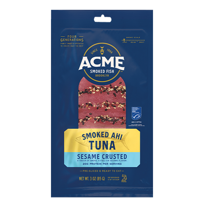 3 oz. Sesame Crusted Smoked Ahi Tuna packaging