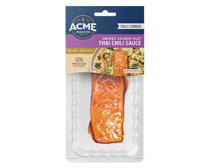 4.5 oz. Thai Chili Hot Smoked Salmon packaging